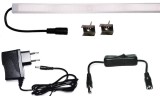 V-Tac 200cm-es 40 Wattos, 12 Voltos melegfehér LED, opál, keskeny alumínium profilban, adapterrel, lengőkapcsolóval (477db 2835 SMD LED)
