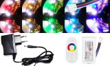V-Tac 2m hosszú 15Wattos, 1 zónás FUT027 RF távirányítós , adapteres RGB-CW LED szalag (120db 5050 SMD LED)