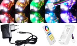 V-Tac 2m hosszú 15Wattos, 1 zónás FUT088 RF távirányítós, adapteres RGB-CW LED szalag (120db 5050 SMD LED)