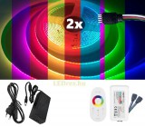 V-Tac 2x5m hosszú 100Wattos, 1 zónás FUT025 RF távirányítós, 24V adapteres RGB LED szalag (6720db COB LED)