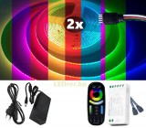 V-Tac 2x5m hosszú 100Wattos, 4 zónás FUT092 RF távirányítós, 24V adapteres RGB LED szalag (6720db COB LED)