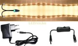 V-Tac 2x5m hosszú 24Wattos, lengő kapcsolós, 12V adapteres melegfehér LED szalag (600db 2835 SMD LED)