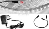V-Tac 2x5m hosszú 62Wattos, kapcsoló nélküli, 12V adapteres hidegfehér kültéri LED szalag (1200db 2835 SMD LED)
