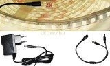 V-Tac 2x5m hosszú 62Wattos, kapcsoló nélküli, 12V adapteres középfehér kültéri LED szalag (1200db 2835 SMD LED)