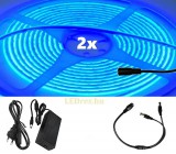 V-Tac 2x5m hosszú 70Wattos, kapcsoló nélküli, 24V adapteres kék LED szalag (3200db COB LED)