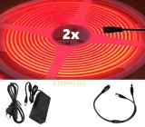 V-Tac 2x5m hosszú 70Wattos, kapcsoló nélküli, 24V adapteres piros LED szalag (3200db COB LED)