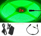 V-Tac 2x5m hosszú 70Wattos, kapcsoló nélküli, 24V adapteres zöld LED szalag (3200db COB LED)
