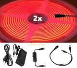V-Tac 2x5m hosszú 70Wattos, lengő kapcsolós, 24V adapteres piros LED szalag (3200db COB LED)