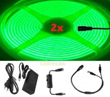 V-Tac 2x5m hosszú 70Wattos, lengő kapcsolós, 24V adapteres zöld LED szalag (3200db COB LED)