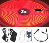 V-Tac 2x5m hosszú 70Wattos, RF távirányítós, mini vezérlős, 24V adapteres piros LED szalag (3200db COB LED)