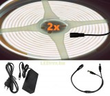 V-Tac 2x5m hosszú 84Wattos, kapcsoló nélküli, 24V adapteres hidegfehér LED szalag (3200db COB LED)