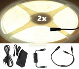 V-Tac 2x5m hosszú 84Wattos, lengő kapcsolós, 24V adapteres középfehér LED szalag (3200db COB LED)