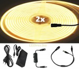 V-Tac 2x5m hosszú 84Wattos, lengő kapcsolós, 24V adapteres melegfehér LED szalag (3200db COB LED)