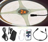 V-Tac 2x5m hosszú 84Wattos, RF távirányítós, mini vezérlős, 24V adapteres hidegfehér LED szalag (3200db COB LED)