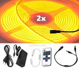 V-Tac 2x5m hosszú 90Wattos, RF távirányítós, mini vezérlős, 24V adapteres narancssárga LED szalag (3200db COB LED)