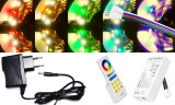 V-Tac 4m hosszú 23Wattos, 1 zónás FUT088 RF távirányítós, adapteres RGB-WW LED szalag (240db 5050 SMD LED)
