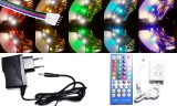 V-Tac 4m hosszú 27Wattos, infravörös távirányítós vezérlő, adapteres RGB-NW LED szalag (240db 5050 SMD LED)