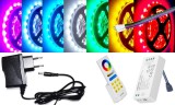 V-Tac 4m hosszú 36 Wattos, 1 zónás FUT088 RF távirányítós, 24V adapteres RGB LED szalag (240db P5050 SMD LED)