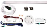 V-Tac 50cm-es 10 Wattos, 12 Voltos középfehér LED, opál, keskeny alumínium profilban, fix tápegységgel, 2.4G-s rádiófrekvenciás 1-zónás fali távirányítós vezérlővel (120db 2835 SMD LED)