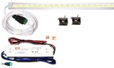 V-Tac 50cm-es 10 Wattos, 12 Voltos melegfehér LED átlátszó keskeny alumínium profilban, fix tápegységgel (117db 2835 SMD LED)