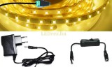 V-Tac 5m hosszú 12Wattos, lengő kapcsolós, 12V adapteres melegfehér kültéri LED szalag (300db 2835 SMD LED)