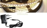 V-Tac 5m hosszú 31Wattos, kapcsoló nélküli, 12V adapteres középfehér LED szalag (600db 2835 SMD LED)