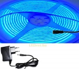 V-Tac 5m hosszú 35Wattos, kapcsoló nélküli, 24V adapteres kék LED szalag (1600db COB LED)