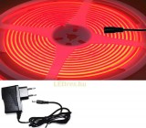 V-Tac 5m hosszú 35Wattos, kapcsoló nélküli, 24V adapteres piros LED szalag (1600db COB LED)