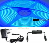 V-Tac 5m hosszú 35Wattos, lengő kapcsolós, 24V adapteres kék LED szalag (1600db COB LED)