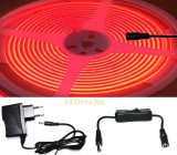 V-Tac 5m hosszú 35Wattos, lengő kapcsolós, 24V adapteres piros LED szalag (1600db COB LED)