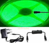 V-Tac 5m hosszú 35Wattos, lengő kapcsolós, 24V adapteres zöld LED szalag (1600db COB LED)