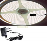 V-Tac 5m hosszú 42Wattos, kapcsoló nélküli, 24V adapteres hidegfehér LED szalag (1600db COB LED)