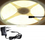 V-Tac 5m hosszú 42Wattos, kapcsoló nélküli, 24V adapteres középfehér LED szalag (1600db COB LED)