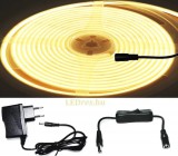 V-Tac 5m hosszú 42Wattos, lengő kapcsolós, 24V adapteres melegfehér LED szalag (1600db COB LED)