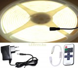 V-Tac 5m hosszú 42Wattos, RF távirányítós, mini vezérlős, 24V adapteres középfehér LED szalag (1600db COB LED)