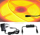 V-Tac 5m hosszú 45Wattos, lengő kapcsolós, 24V adapteres narancssárga LED szalag (1600db COB LED)