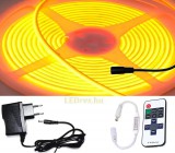 V-Tac 5m hosszú 45Wattos, RF távirányítós, mini vezérlős, 24V adapteres narancssárga LED szalag (1600db COB LED)