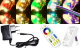 V-Tac 8m hosszú 27Wattos, 4 zónás FUT092 RF távirányítós, adapteres RGB-WW LED szalag (480db 5050 SMD LED)