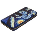 Van Gogh stílusú macska mintás nagy pénztárca