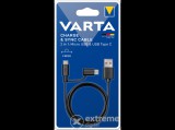 Varta 2in1 Charge and Sync USB mikroUSB-C töltő-és adatkábel, 1m