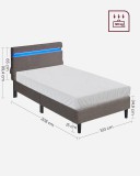 VASAGLE 90 × 190 cm vendégágy LED világítással RMB801G71