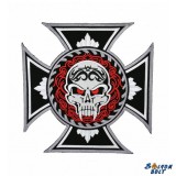 Vaskereszt koponya hátfelvarró, nagyméretű