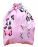 Vászon tasak - rózsaszín panda mintás - 30x30 cm