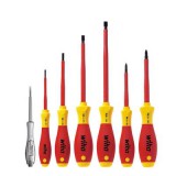 VDE szigetelt villanyszerelő csavarhúzó készlet fázisceruzával, 7 részes Wiha SoftFinish 00834 (00834)