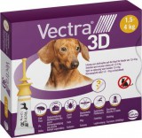 Vectra 3D repellens spot on kutyáknak kullancsok, bolhák, szúnyogok és legyek ellen (1.5-4 kg-os kutyáknak; 3 x 0.8 ml-es pipetta; Sárga)