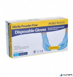 . Védőkesztyű, egyszer használatos, nitril, S méret, púder nélküli, kék