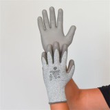 . Védőkesztyű, HPPE, tenyerén PU mártott, vágásbiztos, XXL méret, szürke (MER083)