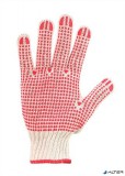 . Védőkesztyű, kötött, csúszásgátló pöttyökkel, 7 méret, fehér/piros
