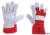 . Védőkesztyű, marhahasítékbőr, 10-es méret, szürke/piros