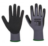 . Védőkesztyű, nitril, M méret Dermiflex Aqua, szürke-fekete (MED148)